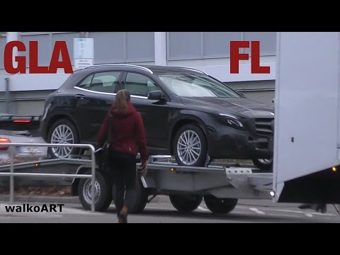 Mercedes Erlkönig GLA Facelift X156 Modellpflege 2017 Transport - on the trailer 4K-SPY VIDEO