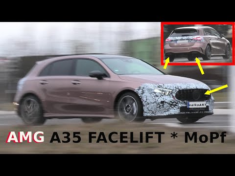 Mercedes Erlkönig AMG A35 Facelift MoPf * W177 * 4K SPY VIDEO (plus EQE AMG + GLE Facelift 2022)