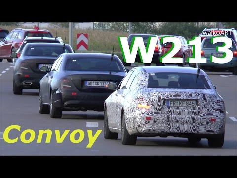 Mercedes E-Class 2017 prototypes convoy - Mercedes E-Klasse 2016 Erlkönige Konvoi W213 SPY VIDEO