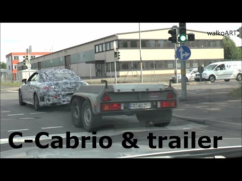 Erlkönig Mercedes C-Klasse Cabriolet 2016 &amp; Anhänger gesichtet -Prototype C-Class Cabrio &amp; trailer