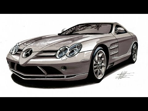 Realistic Car Drawing - Mercedes Benz SLR McLaren - Time Lapse