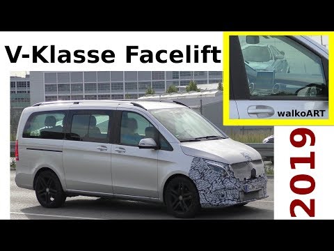 Mercedes Erlkönig V-Klasse Facelift V-Class 2019 larger Display größer W447 - 4K SPY VIDEO