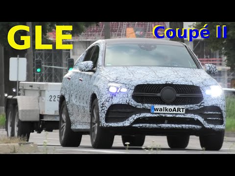 Mercedes Erlkönig GLE Coupé II + Anhänger, Front wenig getarnt - less camouflaged front SPY VIDEO