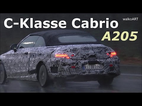 Mercedes Erlkönig C-Klasse Cabrio 2016 im Regen / 2017 C-Class Cabriolet prototype A205 in the rain